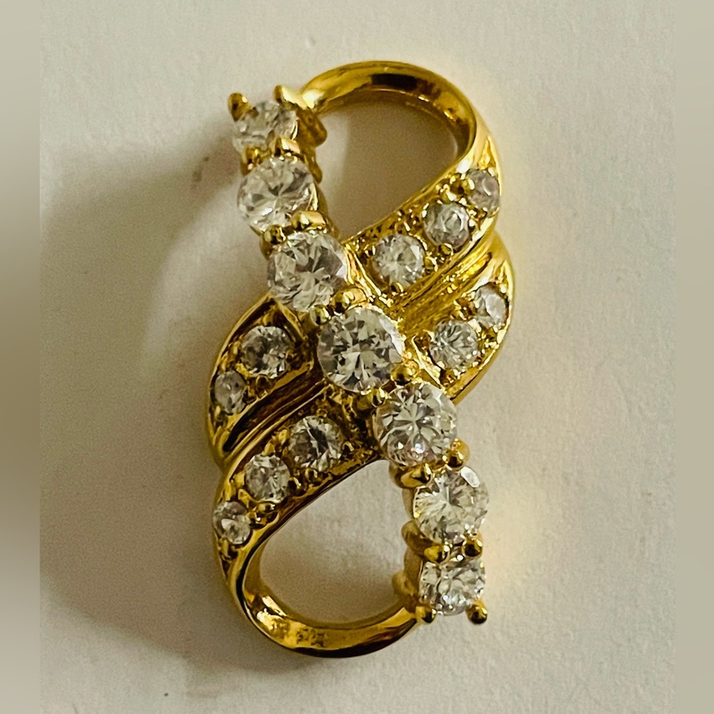 Sterling Silver vermeil CZ Pendant chunky slide Ross Simon’s vintage